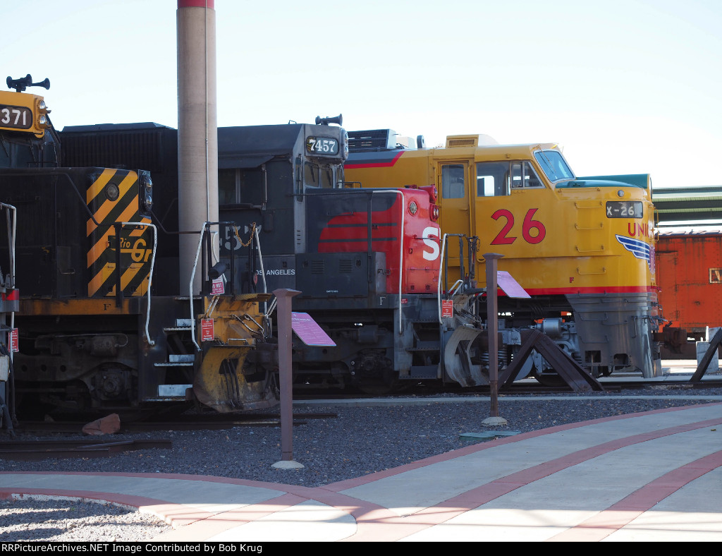 Historic diesels on display at the Utah Railroad museum in Ogden